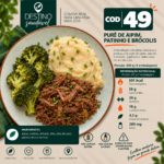 Cod 49-Purê de Aipim, Carne de Panela e Brócolis (350g)