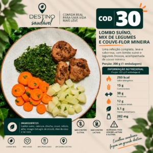 Cod 30-Lombo Suíno, Couve Mineira, Mix de legumes