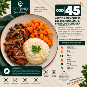 Cod 45-Arroz à Piamontese, Filé Mignon Suíno e Cenoura