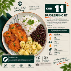 Cod 11-Arroz Branco, Feijão, Frango à Milanesa e Batata Inglesa (Brasileirinho)