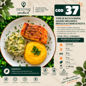 Cod 37-Purê de Batata Barda, Salmão e Brócolis com Ricota