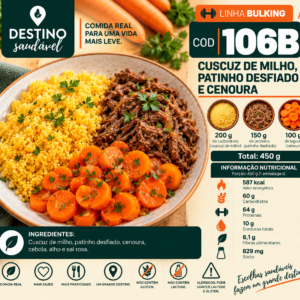 Cod 106B-Cuscuz de Milho, Patinho Desfiado e Cenoura