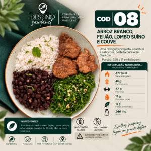Cod 08-Arroz Branco, Feijão, Lombo Suíno e Couve Mineira