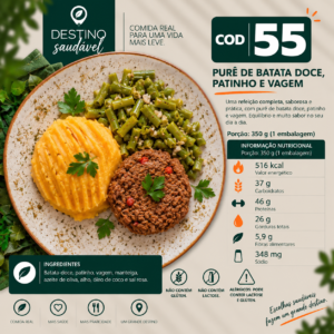 Cod 55-Purê de Batata Doce, Patinho e Vagem