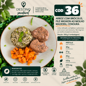Cod 36-Arroz de Brócolis, Filé Mignon Bovino e Cenoura