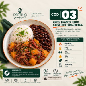 Cod 03-Arroz Branco, Feijão, Carne Seca com Abóbora