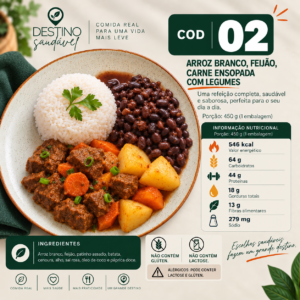 Cod 02-Arroz Branco, Feijão, Carne Ensopada com Legumes