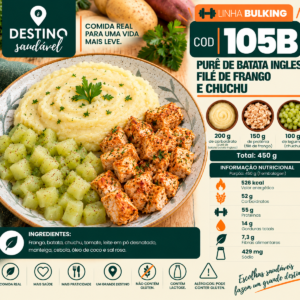 Cod 105B-Purê de Batata Inglesa, Filé de Frango e Chuchu